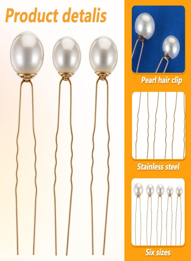 ADLABLD 18 Pieces Bridal Hair Accessories Wedding Pearls Hair Pins U Shaped Pearl Clips for Bride Bridesmaid Women Girls (Gold) - Image 4